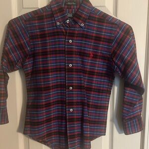 Boys Small Ralph Lauren Red and Blue Checkered button down Shirt